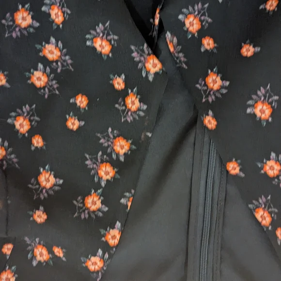 Silk Black Dress with Pink Floral Pattern - Picture 2 of 3